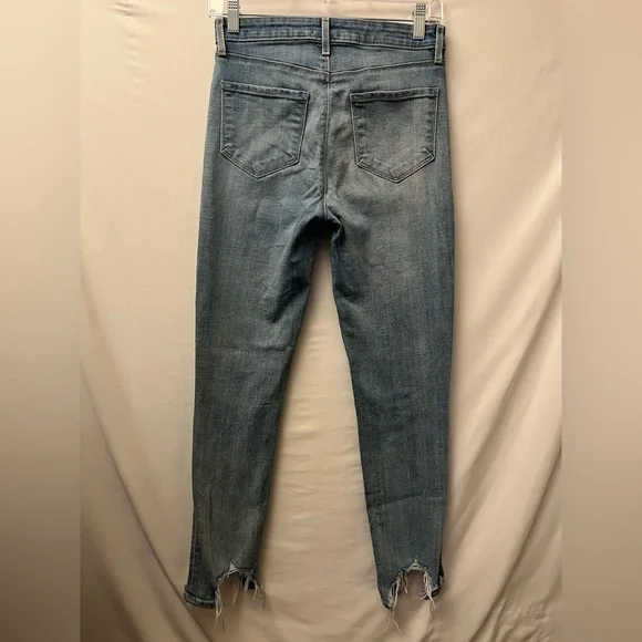 L'AGENCE High Line High Rise Skinny Distressed Frayed raw-cut cuffs Jeans 25 - Picture 5 of 11